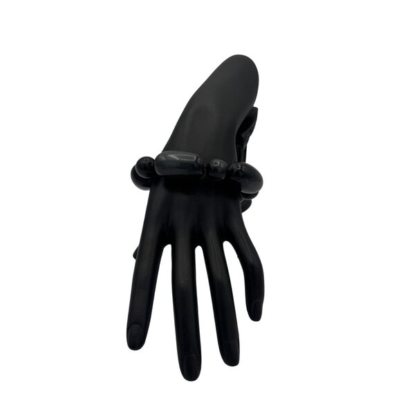 Chunky Black Beaded Stretch Bracelet With Large Oval & Round Beads - Picture 1 of 3